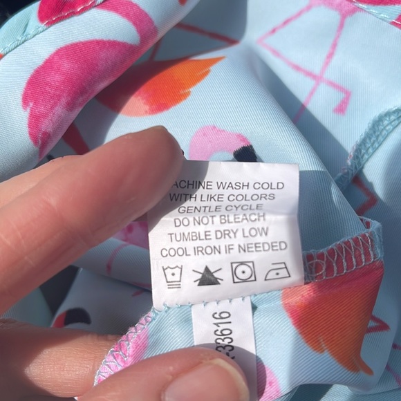 Mud pie Flamingo Top Blouse Sleeveless Ruffle - Picture 6 of 6